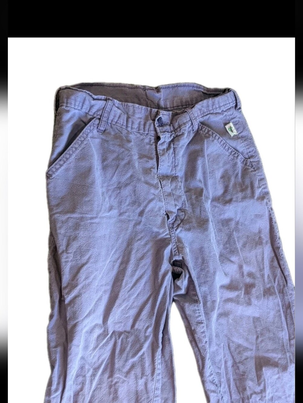 Vntg 70s 'A Smile' Grin & Wear It High Rise Purple Cotton Pants Ice Cream Cone